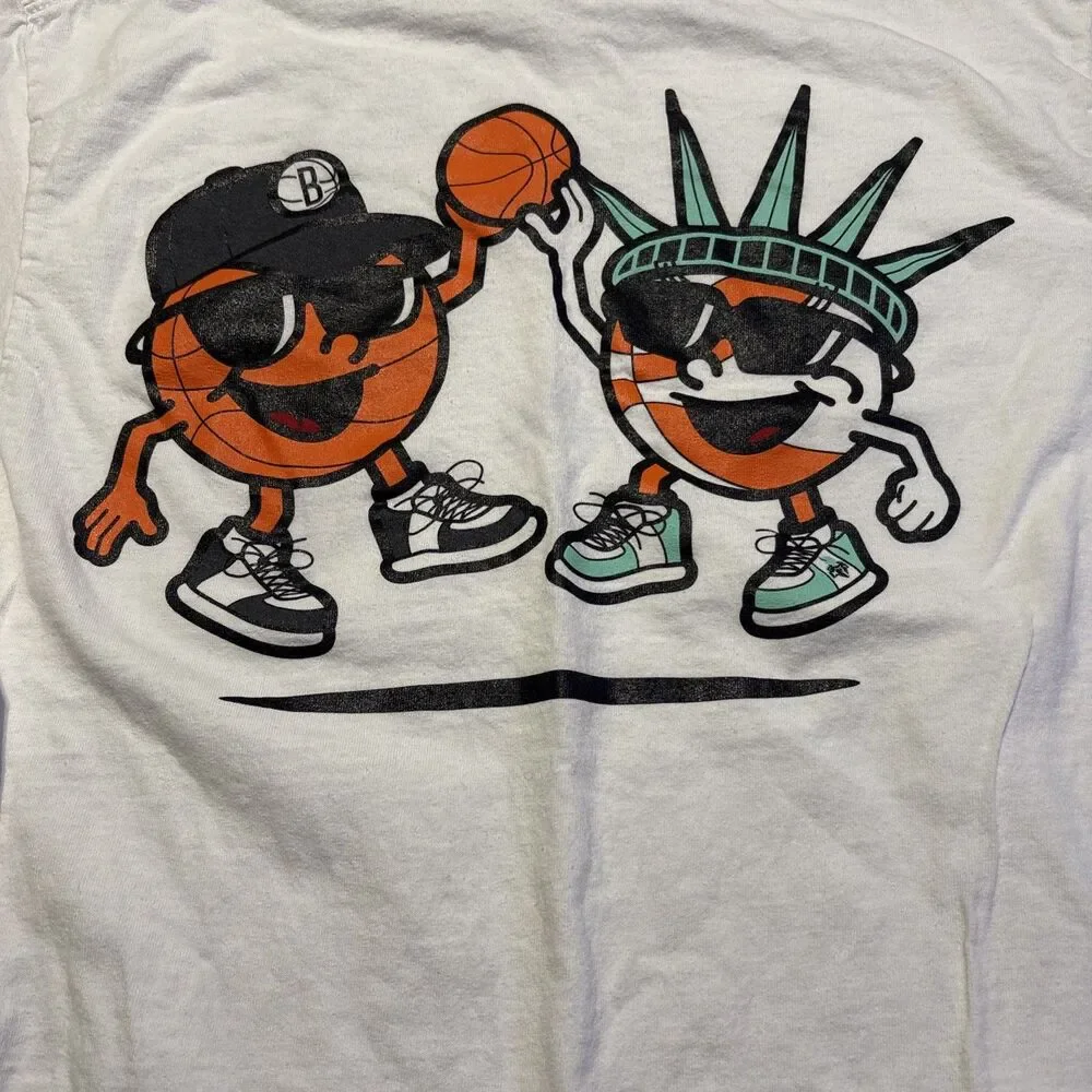 Brooklyn Nets Crooner New York Graphic T Shirt Mens Medium White Basketball